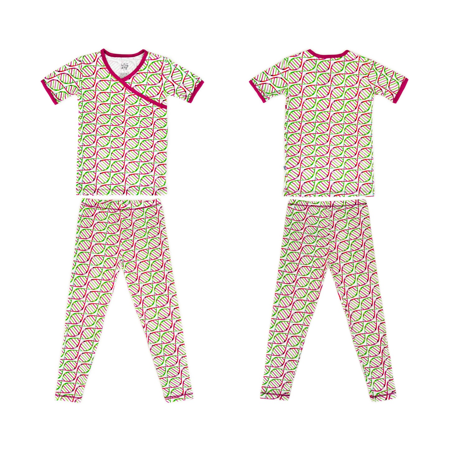 Print Short Sleeve Kimono Pajama Set