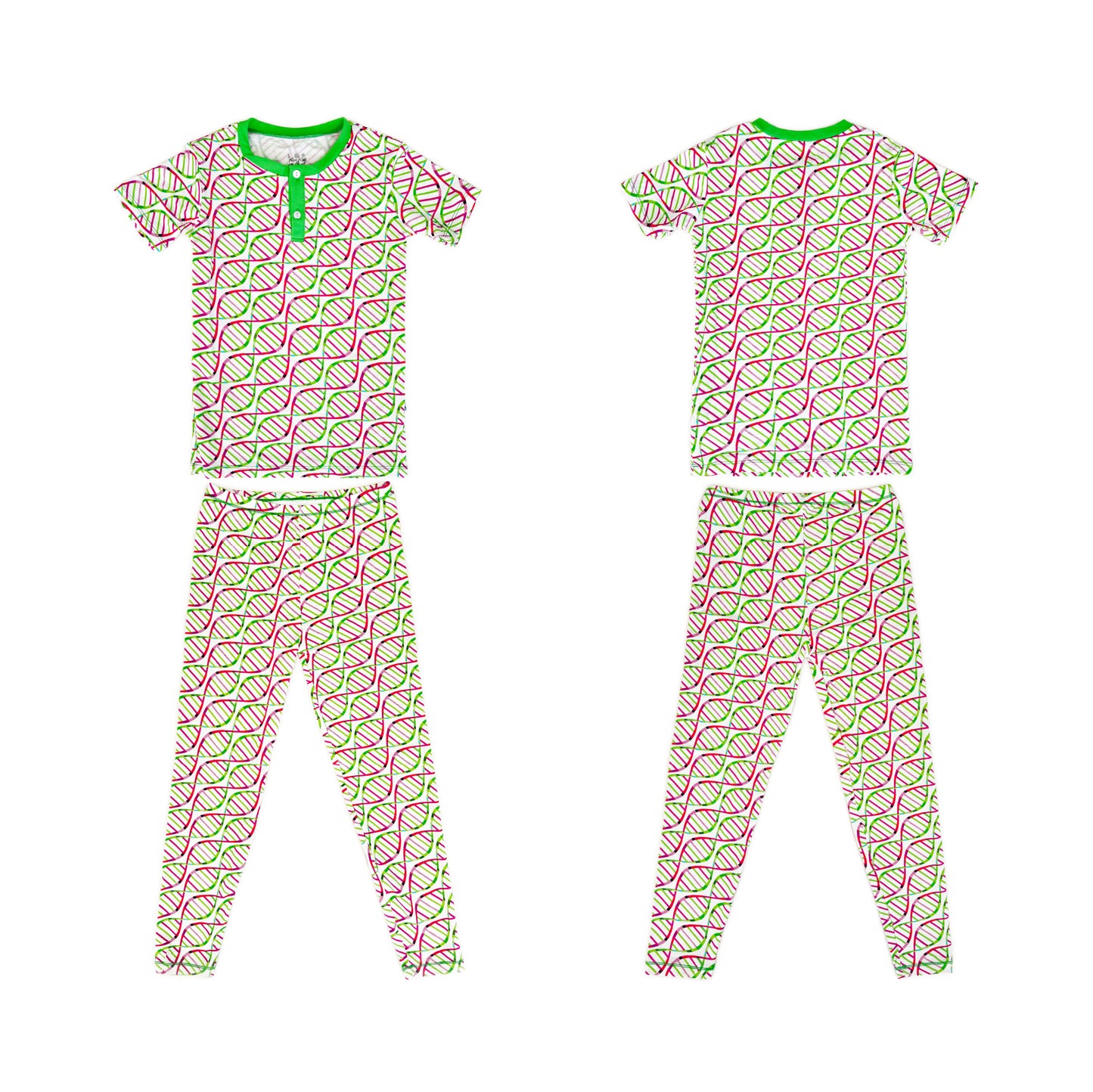 Print short Sleeve Henley Pajama Set